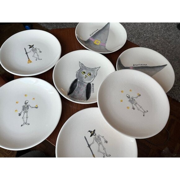 M Magenta Rae Dunn Halloween themed Dessert dishes Set 7 - Picture 1 of 11